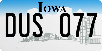 IA license plate DUS077