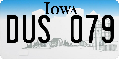 IA license plate DUS079