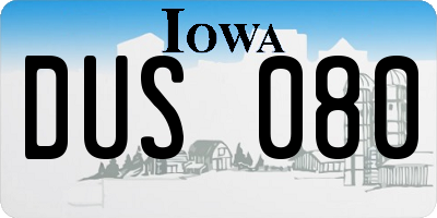 IA license plate DUS080