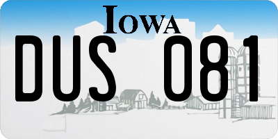 IA license plate DUS081