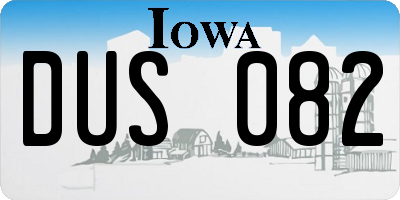 IA license plate DUS082