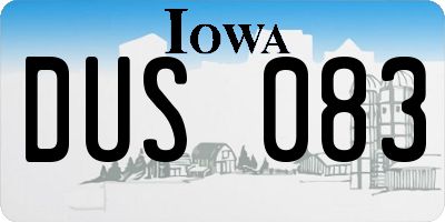 IA license plate DUS083