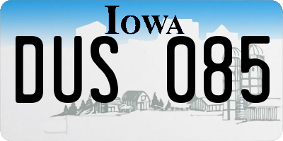 IA license plate DUS085