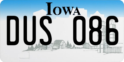 IA license plate DUS086