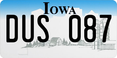 IA license plate DUS087