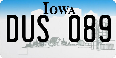 IA license plate DUS089