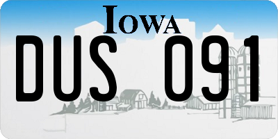 IA license plate DUS091