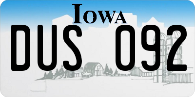 IA license plate DUS092