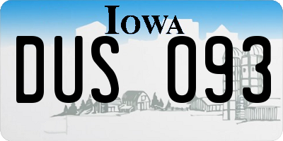 IA license plate DUS093