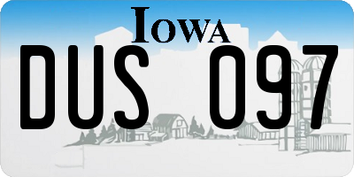 IA license plate DUS097
