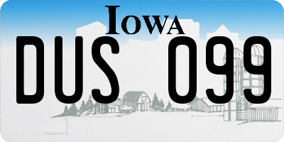 IA license plate DUS099
