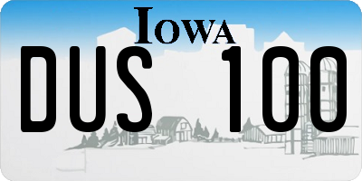 IA license plate DUS100