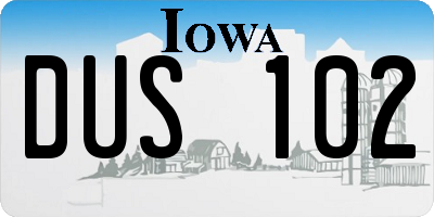 IA license plate DUS102