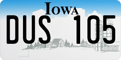 IA license plate DUS105