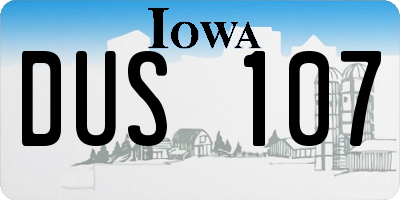 IA license plate DUS107