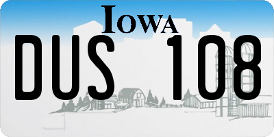 IA license plate DUS108