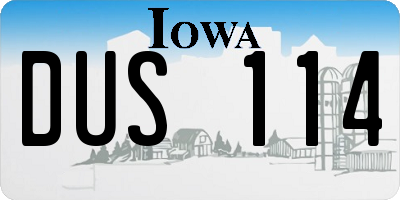 IA license plate DUS114