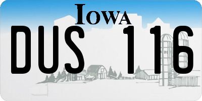 IA license plate DUS116