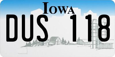IA license plate DUS118