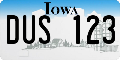 IA license plate DUS123