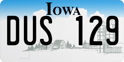 IA license plate DUS129