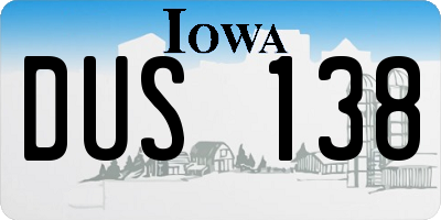 IA license plate DUS138
