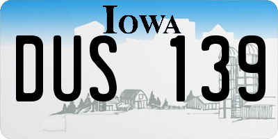 IA license plate DUS139