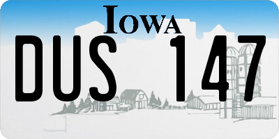 IA license plate DUS147