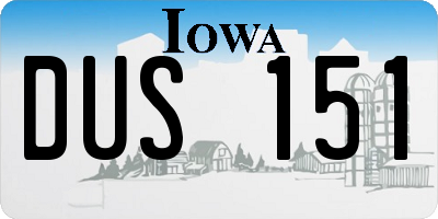 IA license plate DUS151