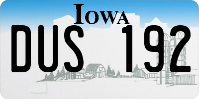 IA license plate DUS192