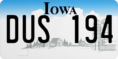 IA license plate DUS194
