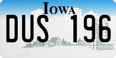 IA license plate DUS196