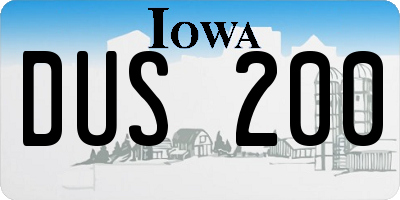 IA license plate DUS200