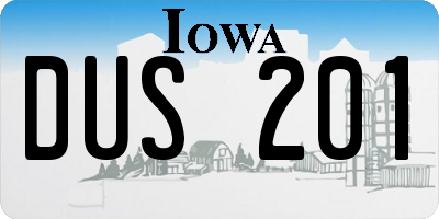 IA license plate DUS201