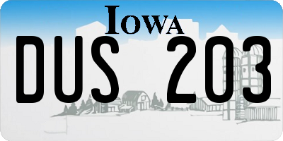 IA license plate DUS203