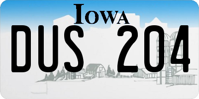 IA license plate DUS204