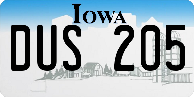 IA license plate DUS205