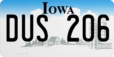 IA license plate DUS206