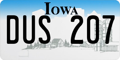 IA license plate DUS207