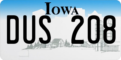 IA license plate DUS208