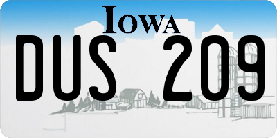 IA license plate DUS209