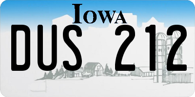 IA license plate DUS212