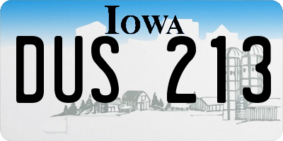 IA license plate DUS213