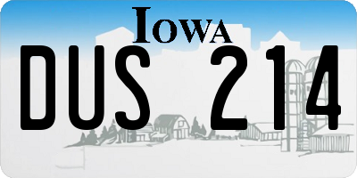 IA license plate DUS214
