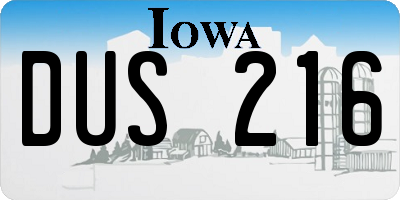 IA license plate DUS216