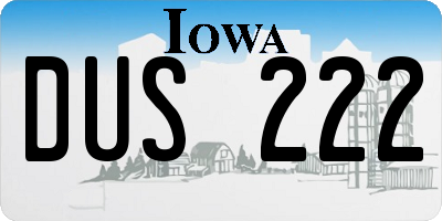 IA license plate DUS222