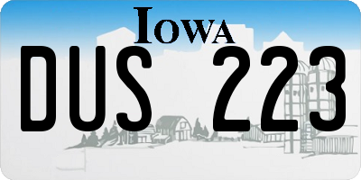 IA license plate DUS223