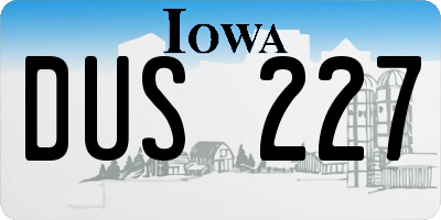 IA license plate DUS227