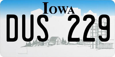 IA license plate DUS229