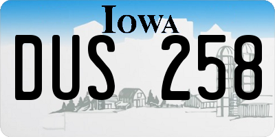 IA license plate DUS258